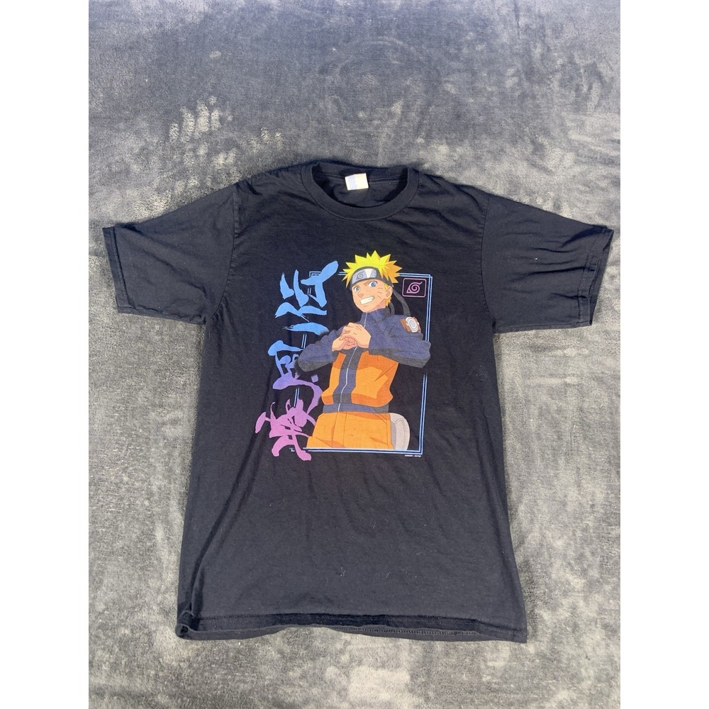 Vtg Naruto Anime 2002-2007 Black Graphic Tee Shirt Men's Size Small